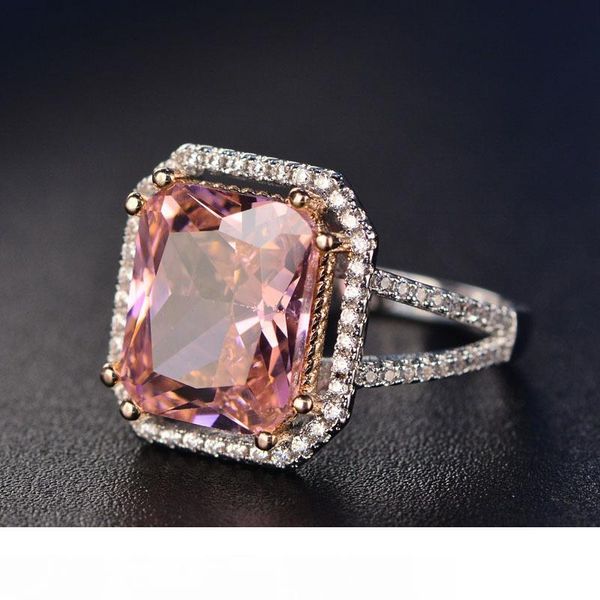 

амулеты розовый кварц обручальные кольца женские стерлингового серебра 925 пробы ювелирные изделия кольцо романтический драгоценный камень п, Silver