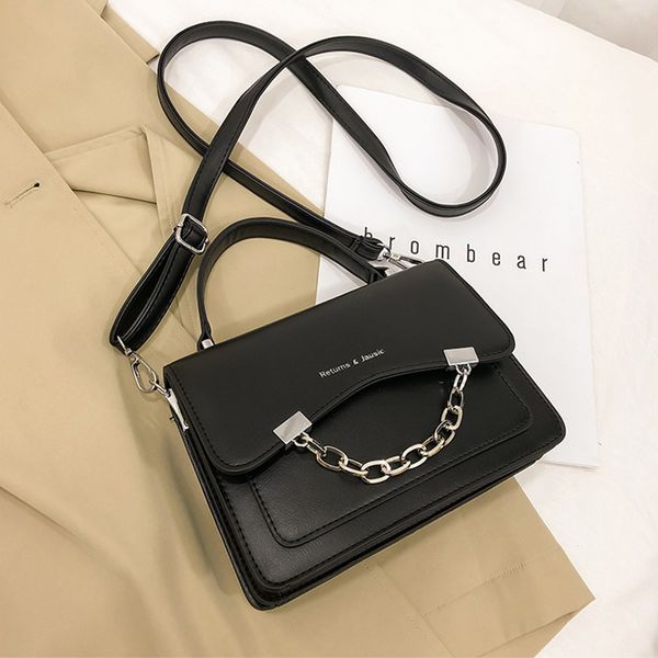 

fashion crossbody bags for women 2020 pu leather solid chain square handle bag lady casual large handbag flap messenger bag