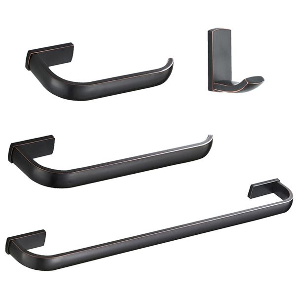 

leyden orb solid brass 4pcs bathroom accessories set black wall mounted single towel bar toilet paper holder towel ring holder