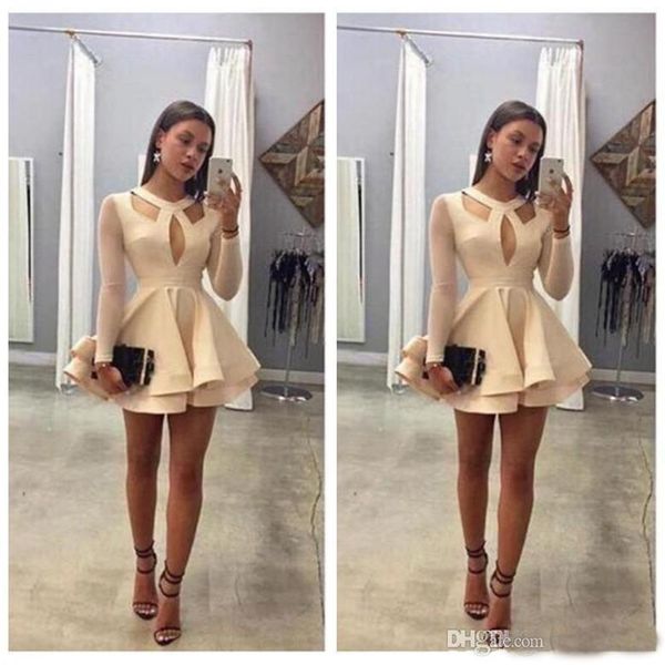 

new arrived mini short a-line homecoming dresses custom made illusion long sleeves cocktail party gowns prom dress, Blue;red