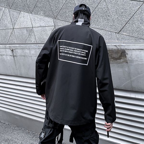 

2019 autumn men balck jackets fashion zippers windbreaker coats japanese streetwear man casual outwear jackets abz585, Black;brown