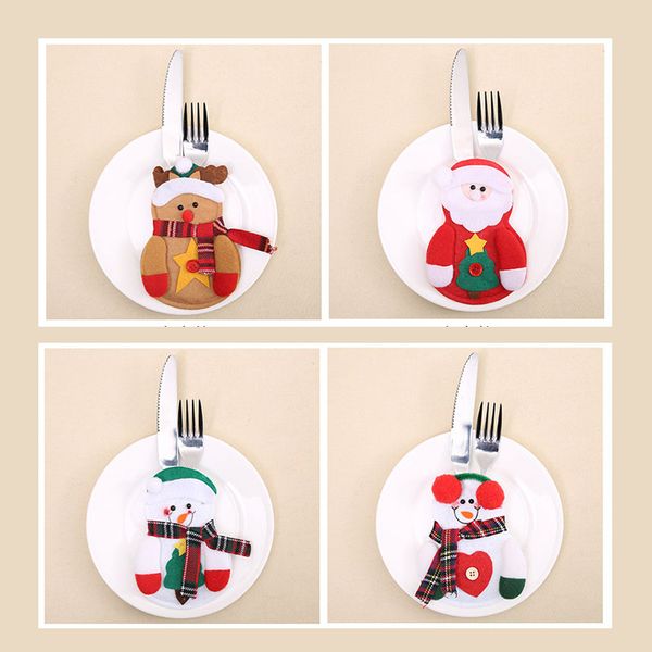 

christmas knife fork bag deer pattern home kitchen dinner tableware decoration