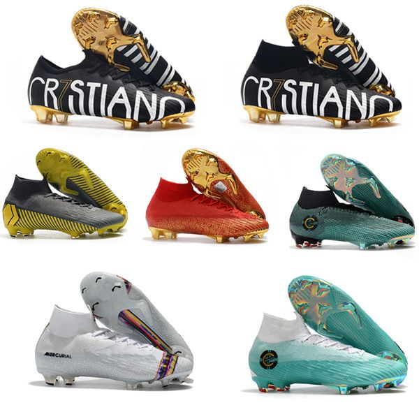 

kids rainbow superfly elite cr7 se fg vi 360 lvl up ronaldo mens xii 12 soccer cleat women boys soccer shoes football boots, Black