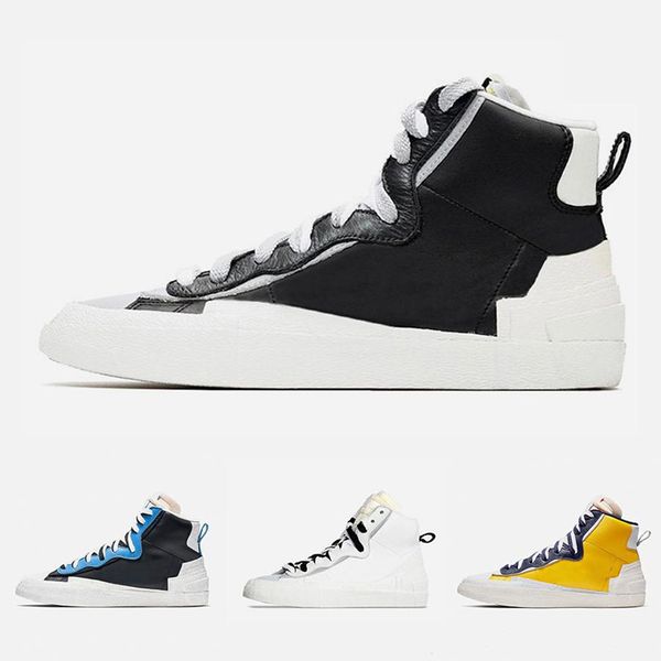

fashion sacai x blazer mid with dunk mens running shoes high cut white grey black university blue varsity maize men sports sneakers 40-45