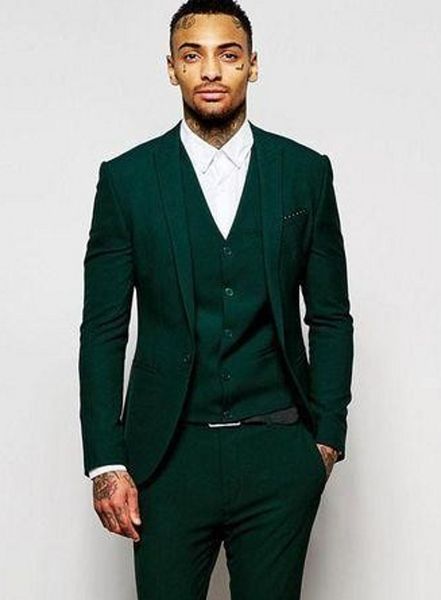 

fashion green groom tuxedos peak lapel slim fit men wedding tuxedos men jacket blazer excellent 3 piece suit(jacket+pants+tie+vest) 1655, Black;gray