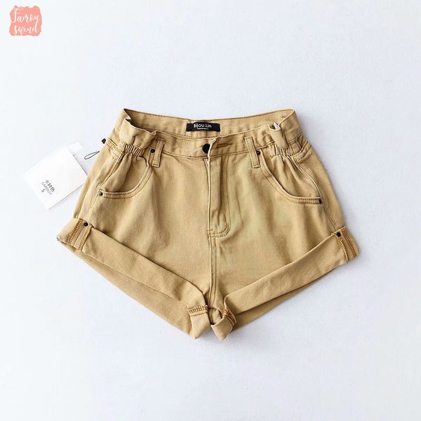 

шорты black vintage хаки хлопок джинсовой женской одежды упругие высокой талией шорты лета вскользь горячие тонкий жан шорты heavyweight 201, White;black