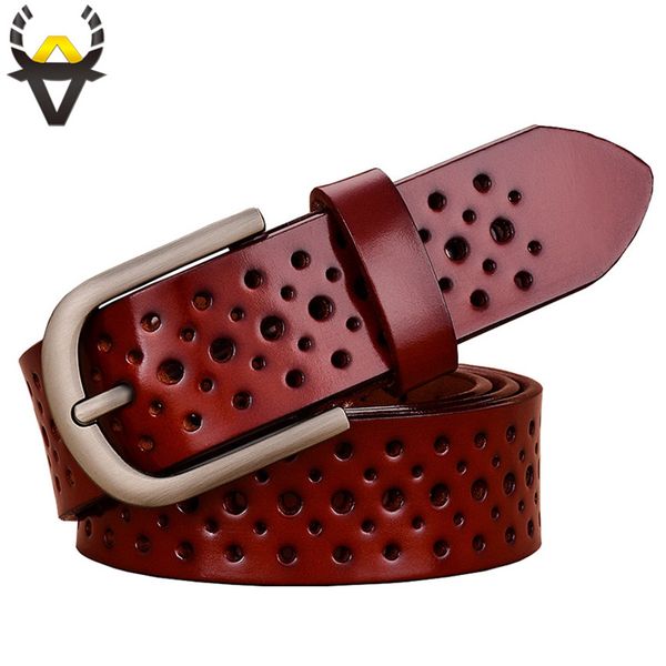 

модные отверстия пояса из натуральной кожи для женщин широкая пряжка женский ремень качество второй слой коровьей кожи ремень женский ширина, Black;brown