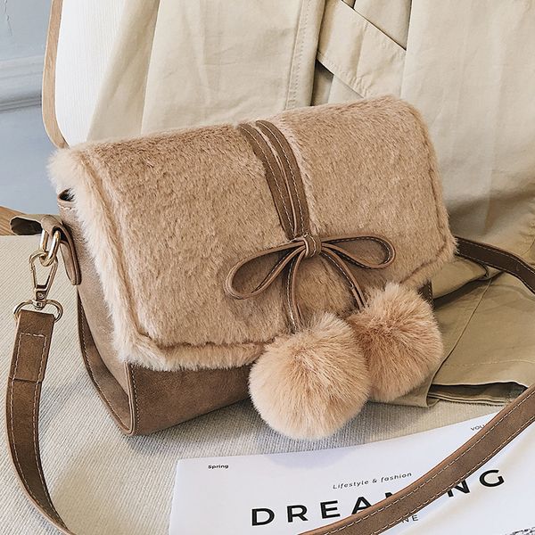 

chispaulo fashion autumn winter bags small crossbody bag with fur ball fashion sweet flap bag for women 2019 saling