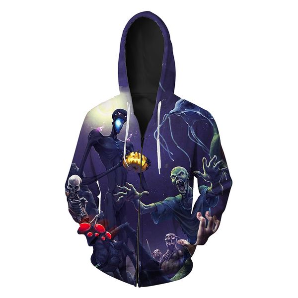 

halloween printed men's cardigan and hoodie blouse hoodies, Black