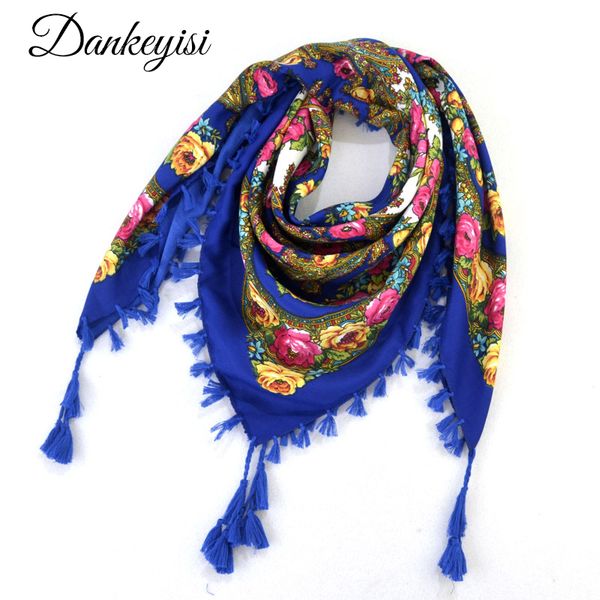 

dankeyisi women scarf women square scarves female wraps tassel printed girl blanket scarf ladies shawls hijab bandana, Blue;gray