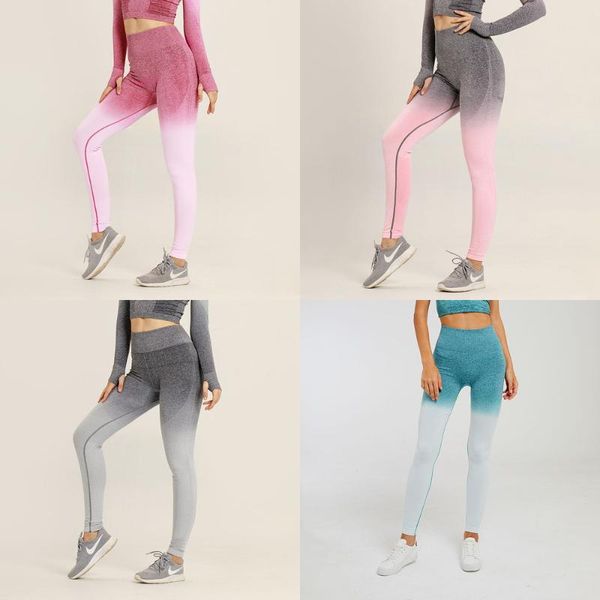 

pink gradient women's high-waist sports leggings ultra-stretch seamless womens pants gym legging women fitness sportswear 2020, Black;blue