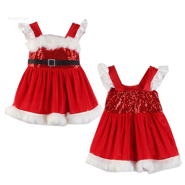 

christmas girls dresses red sequin baby princess dresses autumn winter suspender skirt baby girl clothes designer kids clothes, Red;yellow