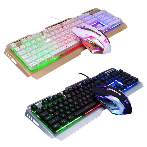 

V1 USB Проводная механическая игровая клавиатура с подсветкой и регулируемая мышь