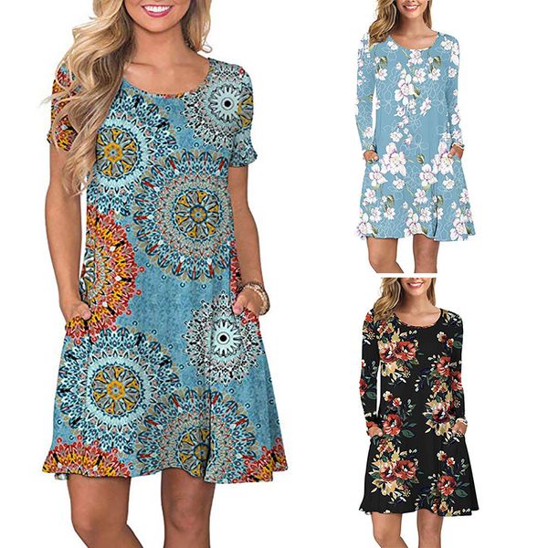 

new 2020 bohemian dress autumn casual loose long sleeve floral dresses boho style cotton linen party dress women dresses, Black;pink