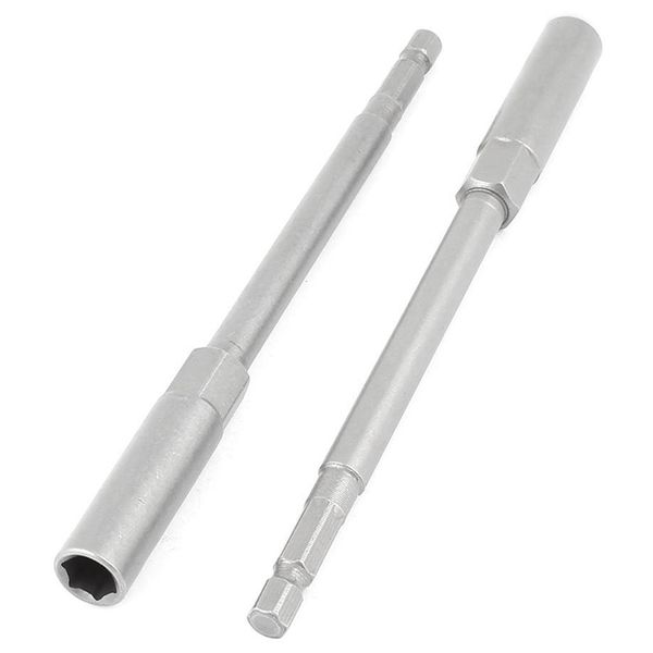 

150mmx8mm metal screwdriver drill hex nut driver socket bit 2pcs gray