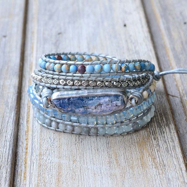 

unique mixed natural stones gilded stone charm 5 strands wrap bracelets handmade boho bracelet women leather bracelet dropship, Golden;silver