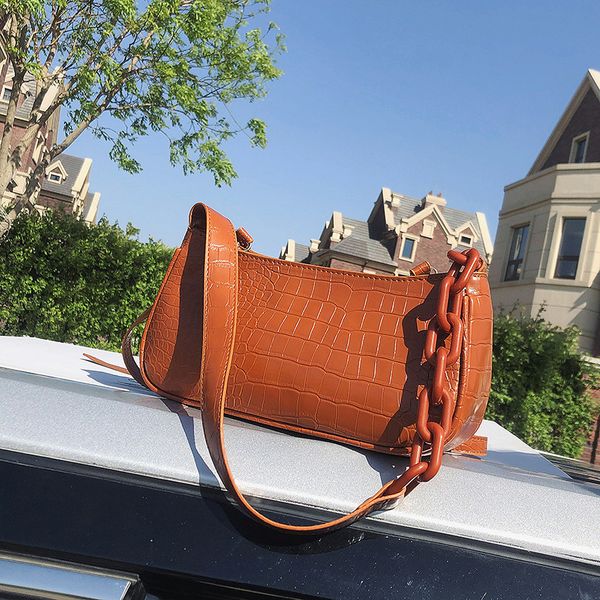 

fashion crocodile pattern handbag pu leather shoulder bags for women 2020 new chain design hand bag female travel totes