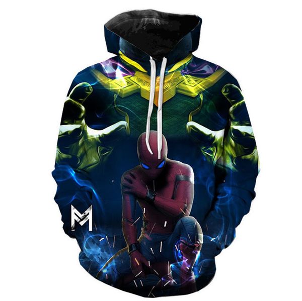

avengers endgame 3d printed men hoodies cosplay spider mens hooded sweatshirts marvel movie long sleeve male clothing, Black