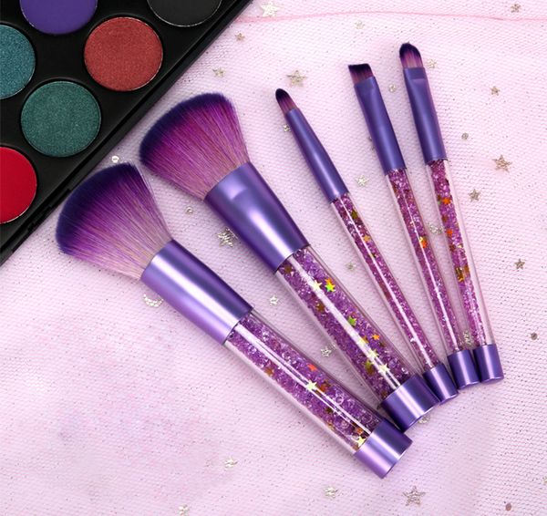 

5pcs makeup brush set acrylic crystal transparent handle kabuki powder foundation countour eye brushes full set beauty tools