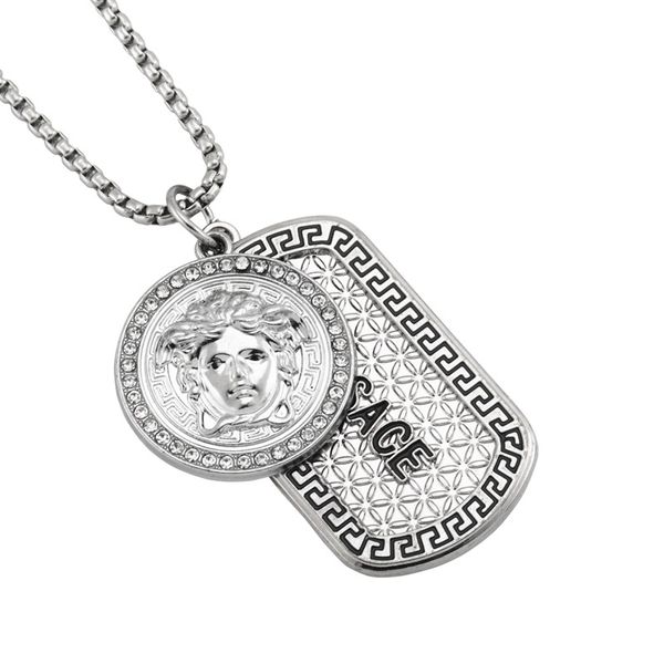 

2019 Роскошный Хип-Хоп Теги Ожерелья Посеребренная Панк-Медуза Глава Портрет Ожере