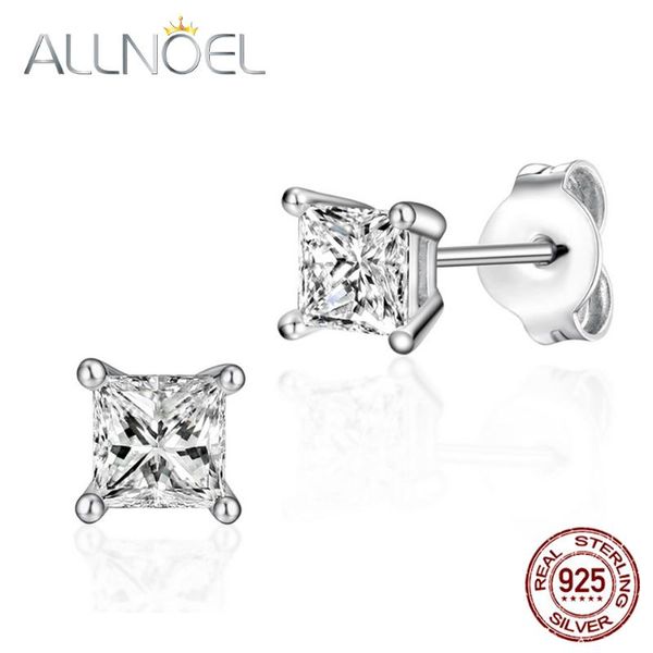 

allnoel 925 sterling silver stud earrings for women 5a white zircon gemstone diamond earrings engagement wedding fine jewelry, Golden;silver