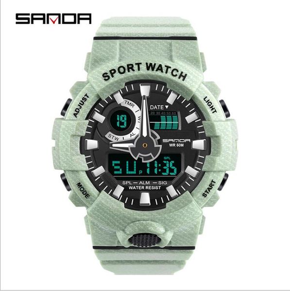 

sanda men trendy fashion student waterproof electronic watch female digital outdoor sports watches, Slivery;brown