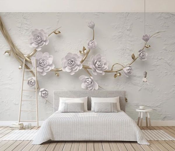 

custom wallpaper 3d beautiful lilac 3d stereo relief flower branch room bedroom living room decoration wall painting