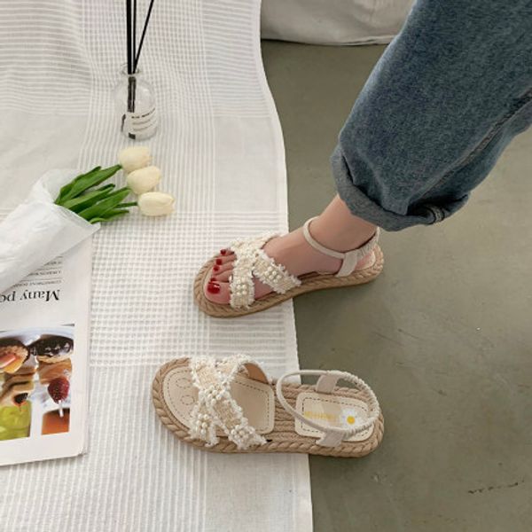 

sandals female fairy wind summer fashion 2020 new net red wild super fire ins tide student roman flat shoes, Black