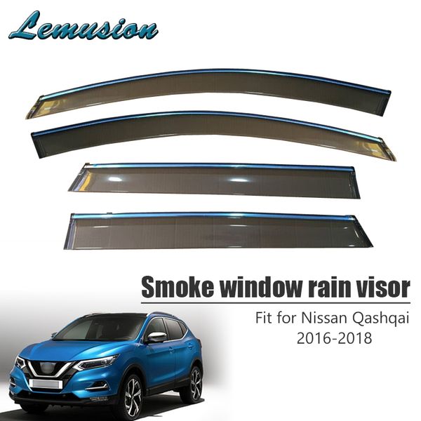 

4pcs smoke window rain visor for nissan qashqai 2016 2017 2018 styling abs vent sun deflectors guard accessories