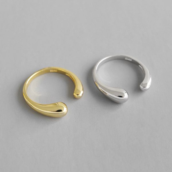 

new 100% 925 sterling silver water drop rings for women anel feminino, engagement opening ring anelli donna gold color jewelry, Slivery;golden