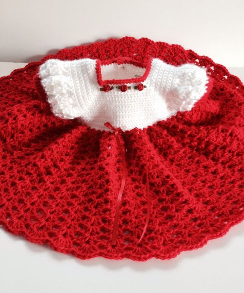 

red princess baby dress crochet use, Red;yellow