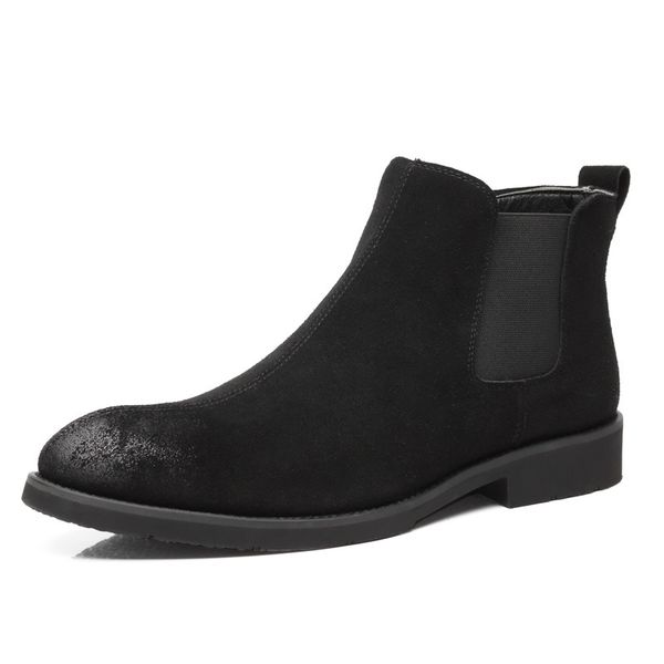 

new autumn early winter shoes men boots suede leather boots single shoes genuine leather men ankle black a1965