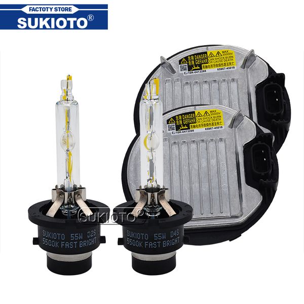 

sukioto fast bright 55w xenon d2s d4s hid headlight kit xenon bulb 5500k d2r d4r d2 d4 car light ballast 85967-45010 8596745010