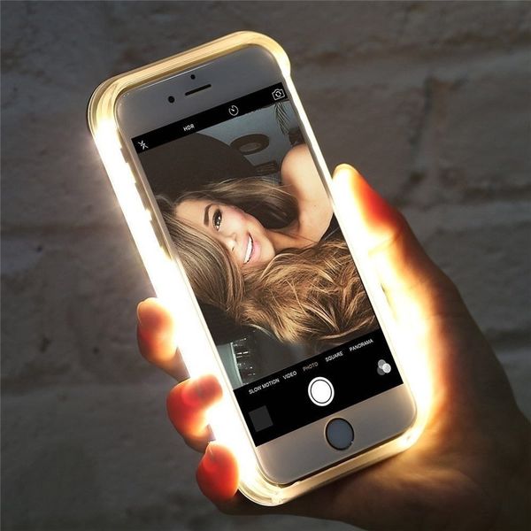 

Телефон чехол для iPhone X XS XS XR Max 8 7 6 6S Plus Luxury Luminous Идеальный селфи Light Up Светящиеся крышки случая SE телефон сумка