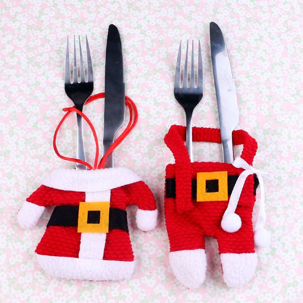 Рождественская сумка столовые приборы держатель рождественские украшения для дома Снеговик Санта-Клаус нож вилка держатель Новый год Supplie YT0121