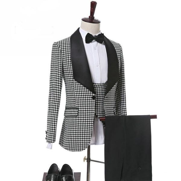 

handsome one button groomsmen shawl lapel groom tuxedos men suits wedding/prom/dinner man blazer(jacket+pants+tie+vest) 972, Black;gray