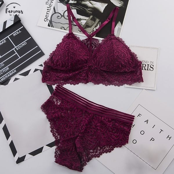 

new fashion wire lace bra sets women seamless embroidery bralette wireless breathable underwear lingerie set womens underwear, Red;black