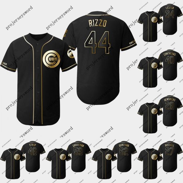

Chicago 44 Anthony Rizzo 2019 Golden Edition Jersey 27 Addison Russell 28 Kyle Hendricks 40 Willson Contreras Cubs Baseball Jerseys S-XXXL