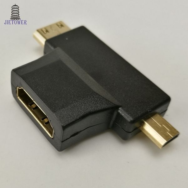 

300 шт. / Лот Горячий Продавать 3 в 1 HDMI Женский к Mini HDMI Мужской + Micro HDMI Мужской Разъем