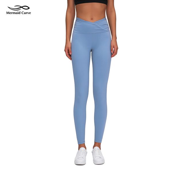 

mermaid curve wrap waist women yoga pant buttery-soft fabric yoga leggings sportswear sweat-wicking pilates sports legging, White;red