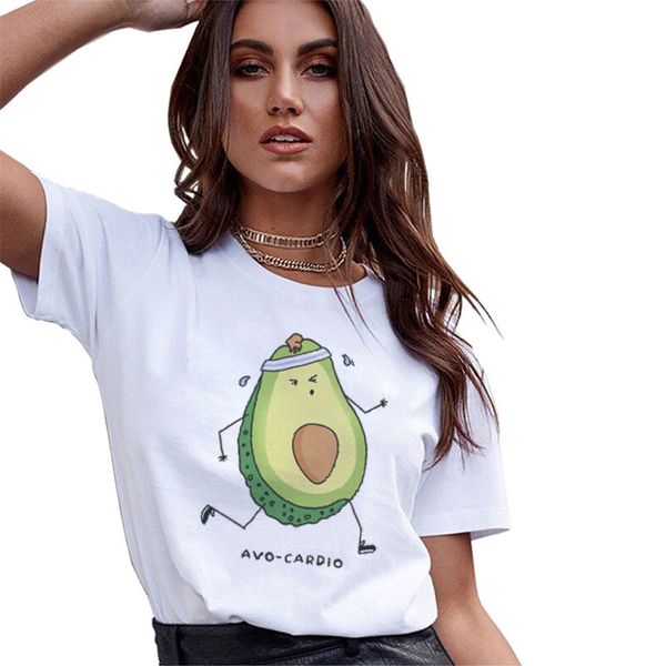 

tee shirt femme женская дизайнерская одежда женская футболка harajuku vogue авокадо печатается с коротким рукавом рубашки свежие вскользь тр, White