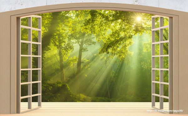

custom p wallpaper 3d abstract original window balcony woods background mural wall painting living room sofa tv backdrop