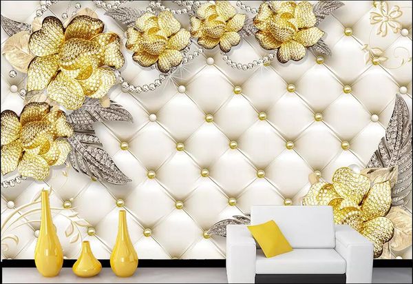 

wdbhg custom p mural 3d wallpaper high-end luxury jewelry diamond flower living room home decor 3d wall murals wallpaper for walls 3 d
