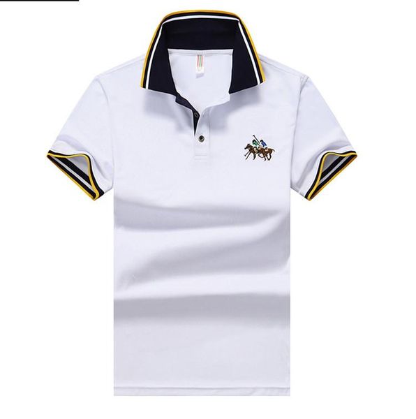 

mens tshirts fashion short sleeved polo embroidery tees mens lapel summer male clothing, White;black