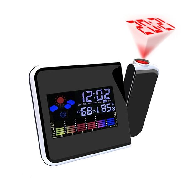 

led digital projection alarm clock weather station humidity hygrometer projector multi-function calendar time clock