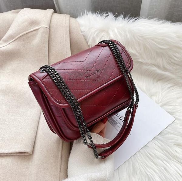 

ins selling women chain handbag large capacity one shoulder bags pu plain crossbosy messenger bag