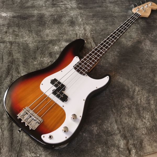 

sunburst color electric bass guitar.handmade 4 stings bass guitarra. rosewood fingerboard.real ps