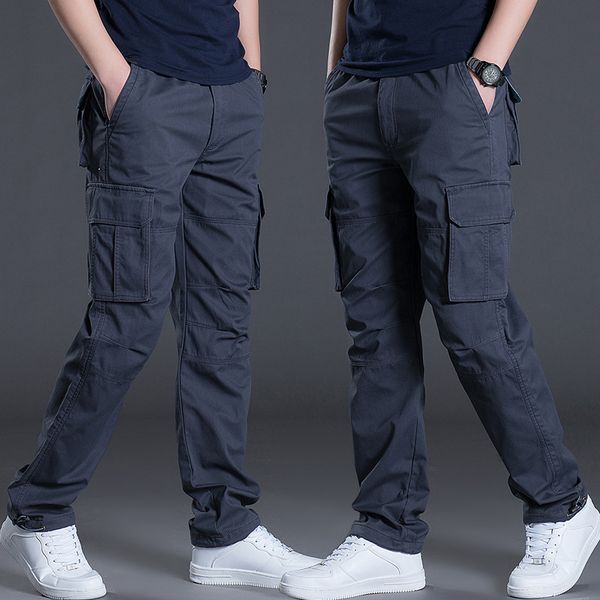 

2020 new men's overalls, multi-pocket men's trousers, sweat-absorbing and breathable straight outdoor casual sports pants, Black
