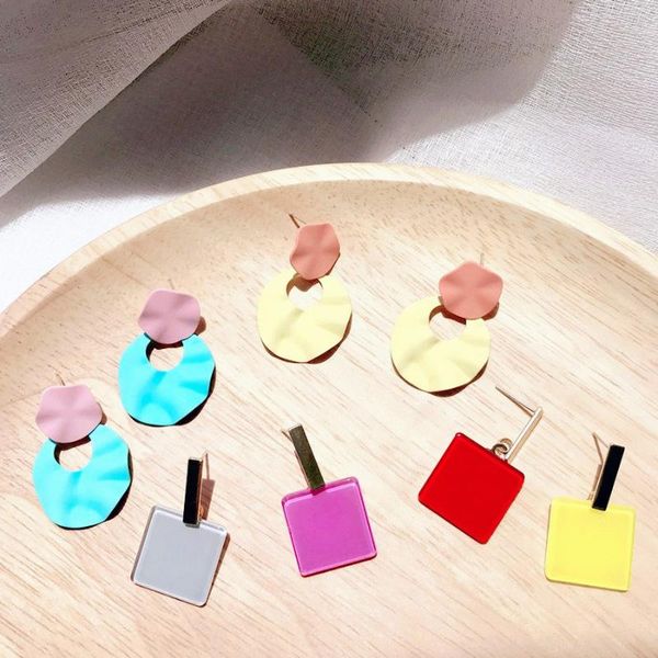 

2020 korean round drop earrings spring summer bright color silver needle stud earrings for women fashion jewelry accessories, Golden;silver