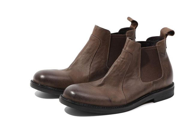 

fashion winter men boots ankle round toe elastic cool motorcycle boots solid casual british style shoes, Black